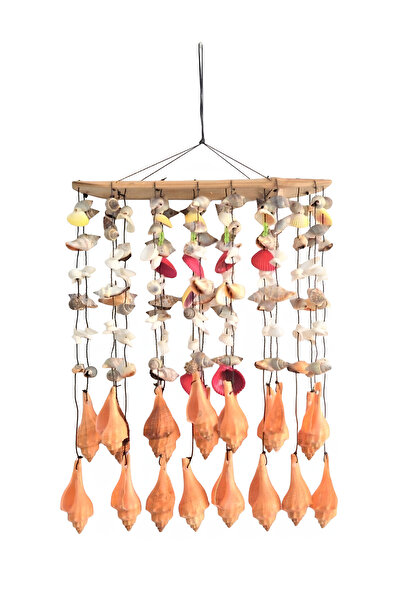 Duffa Doğal Deniz Kabuğu El Yapımı Bambu Rüzgar Çanı Dekoratif Bahçe Balkon Kapı Süsü Dekoratif Hediye