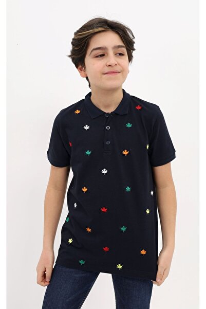 Toontoy Μπλουζάκι για αγόρια με στάμπα, λαιμόκοψη πόλο και κουμπιά, κοντομάνικο