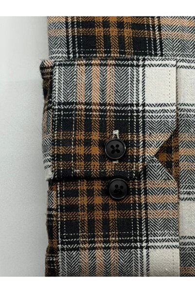 KAMER Regular Fit Winter Long Sleeve Button-Up Collar Plaid Multi-Color Shirt 3870t