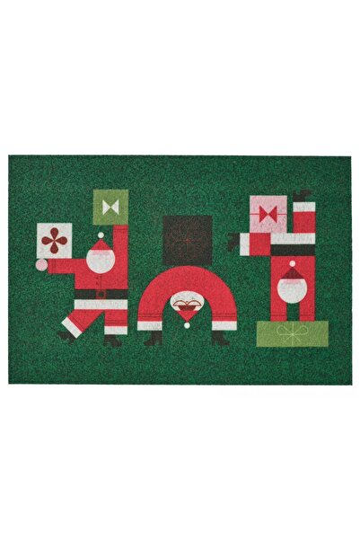 IKEA Vinterfint 40x60 cm Yeşil Santa Claus Kaymaz Tabanlı Desenli Kapı Önü Paspası