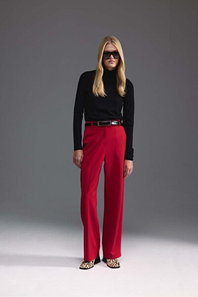 Tailors Room Straight Cut High Waist Trousers - Red