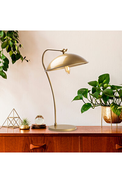 MOİRA Gold Eskitme Metal Masa Lambası Hareketli Başlık E14 Duy Retro Çalışma ...
