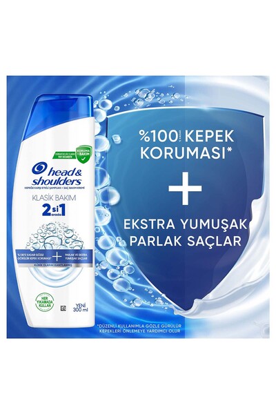 Head&Shoulders 2'si 1 Arada Klasik Bakım Kepek Karşıtı Şampuan 300ml x 2 Adet