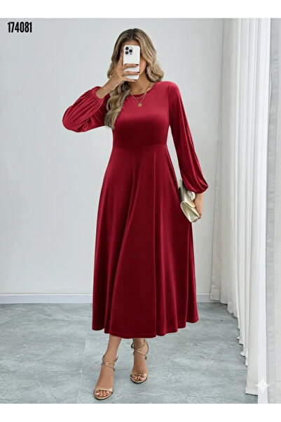 Valeria Butik Long Sleeve Velvet Dress