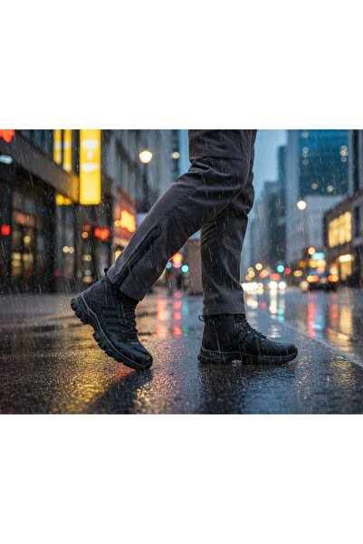 Budaks Men's Boots with Fleece Inside, Anti-Slip Thermo Sole, Winter Lace-Up Zippered Outdoor Trekking Boots