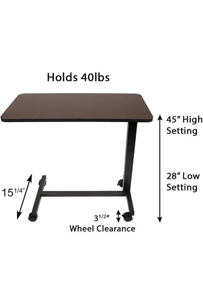 Roscoe Medical Carix bedside table for the elderly and sick. Brown color.