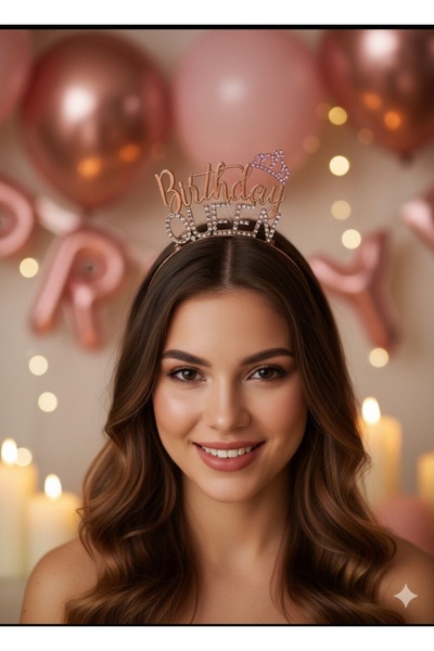 ATAKENT PARTİ Birthday Quenn Taç, Quenn Taç ,ROSE Happy Birthday Taç Taşlı Me...