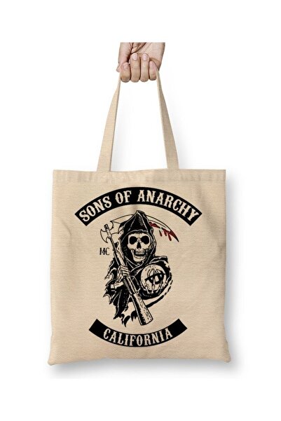 Toyaso Sons of Anarchy Logowhite Cloth Bag Long Handle Shopping Bag Beach Bag