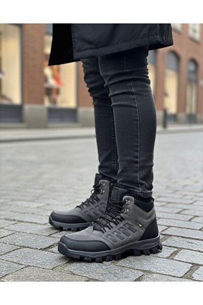 Budaks Men's Boots with Fur Inside, Water and Cold Resistant, Zippered, Lace-Up Outdoor Trekking Boots