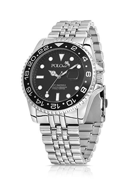 Polo Air Mercek Calendar Rotating Case Men's Wristwatch Silver Black Color Pl-7029E1X