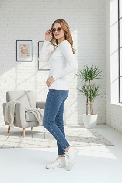 Avones Women's Half High Neck Bodycron Ribbed Knit -Stylish- Blouse