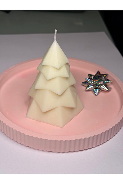 Handmade Decorative Christmas scented soy wax candle - small pentagon fir tree