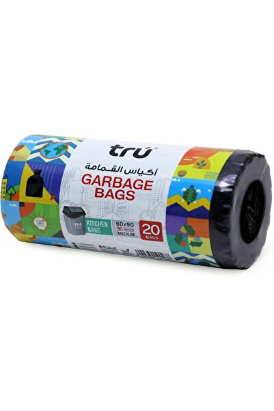 Tru ® Garbage Bags Compact Roll Black 60 x 90 cm 30 Gallon (20 pc x 3 Rolls) 60 bags