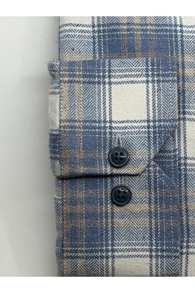 KAMER Regular Fit Winter Long Sleeve Button-Up Collar Plaid Multi-Color Shirt 3870m