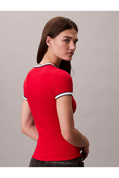 Calvin Klein Contrast Trim Ribbed Logo Graphic Baby Tee