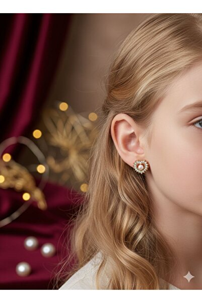 Shiklik Stone Pearl Heart Model Women's Earrings