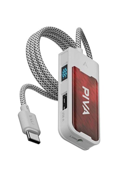 piva وصلة G41 تايب سي 4 في 1 شحن سريع 60 واط USB2.0 وصوت DAC 32 بت مع شاشة طاقة ودعم كل الأجهزة.