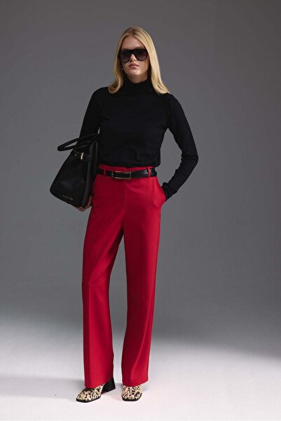 Tailors Room Straight Cut High Waist Trousers - Red