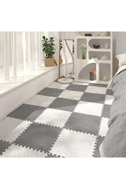 KEKE 10 قطع من سجادات الأرضية المتشابكة لغرفة النوم بجانب السرير، مغسولة ومخيطة، مقاس 30*30 سم