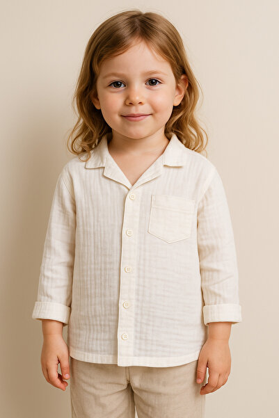 Çeşme Home Children's 100% Cotton Muslin Woven Long Sleeve Striped Shirt (2-3/ 4-5/ 6-7 Years)