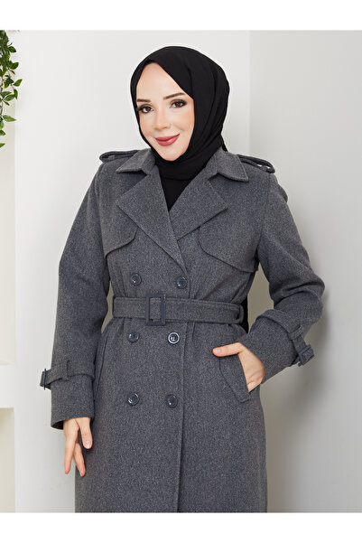 Moda İncir Double-Breasted Collared Coat