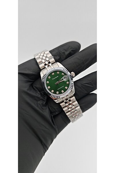 TOMRIS All Top Quality Steel,Waterproof,Silver Band,Green Dial Women Wristwatch