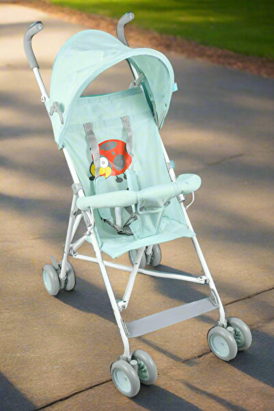 REDTAG Blue Printed Baby Buggy With Round Canopy