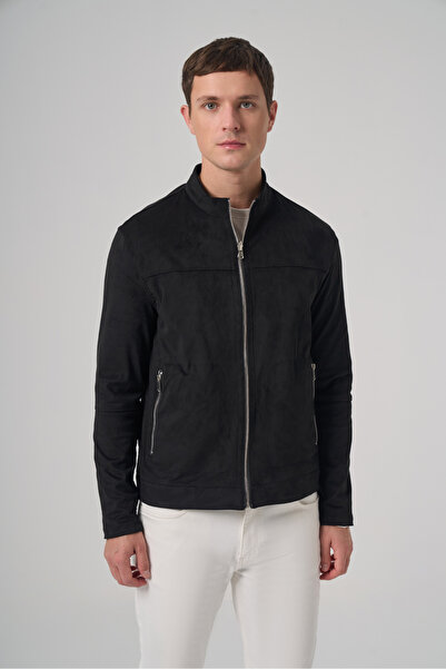 Morven Men's Black Trendy Spring Double-Sided Suede Coat