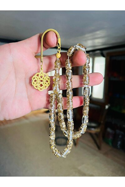 TTS TÜRK TESBİH SANATI Gold Leaf Rosary, Rosary with Gold Particles