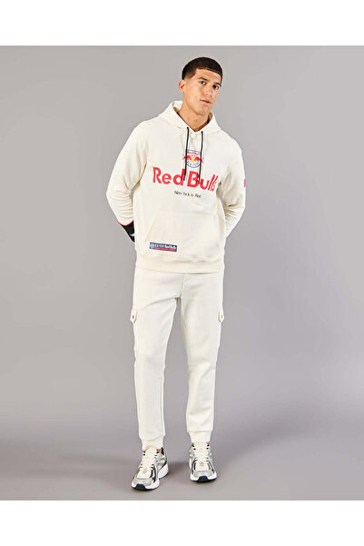 REDTAG Men Ivory Red Bull Hooded Sweatshirt