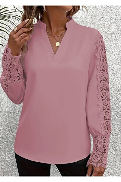 Modayakamoz Bluză elegantă din crep importat pentru femei, cu guler predomina...