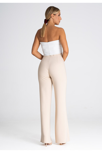 Figl Elegant women's high-waisted trousers, beige, M955, size M