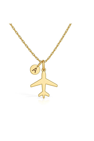 Bijuteria Hanny Lantisor din argint 925 placat cu aur 24K pandantiv avion