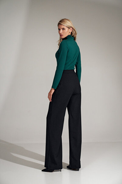Figl Elegant women's formal trousers - black women's flared trousers M721 size XL