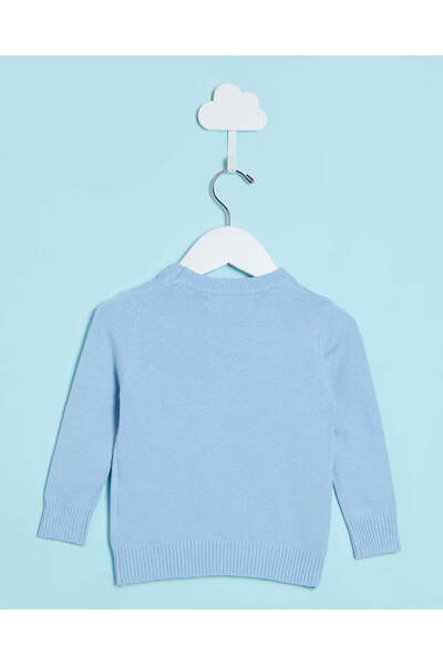 REDTAG Infant Girls Blue Round Neck Basic Sweater