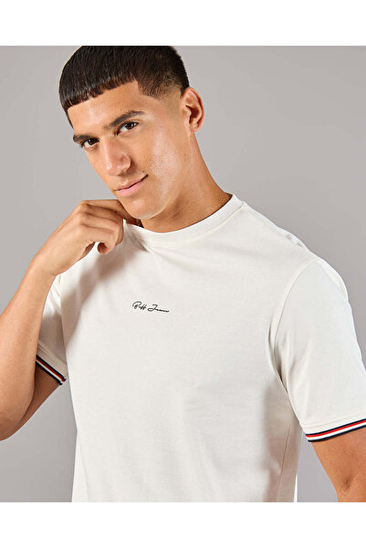 REDTAG Men White Embellished T-Shirt
