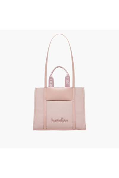 United Colors of Benetton UCB Textured Tote Bag with Double Handle