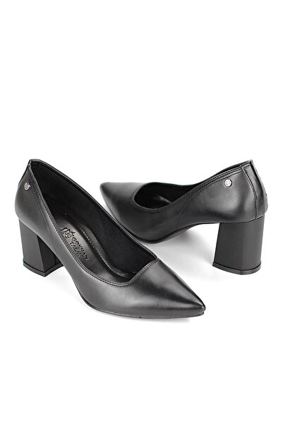 Gökhan Talay Nevra Flexible Soft Non-Slip Sole (7 cm) Black Skin Women's Thick Heeled Shoes