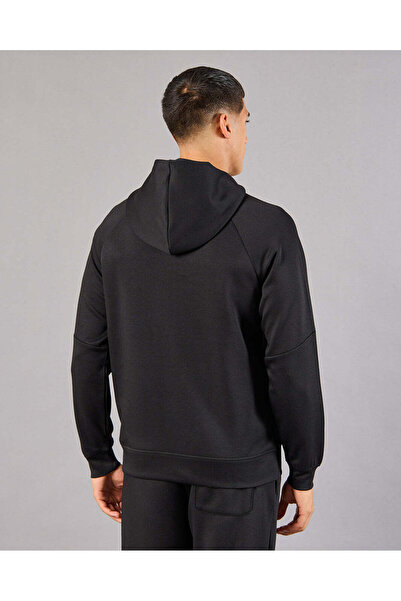 REDTAG Men Black Hooded Sweatshirt