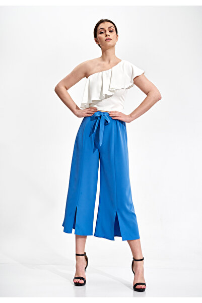 Figl Women's culottes - elegant women's blue trousers M860 size M
