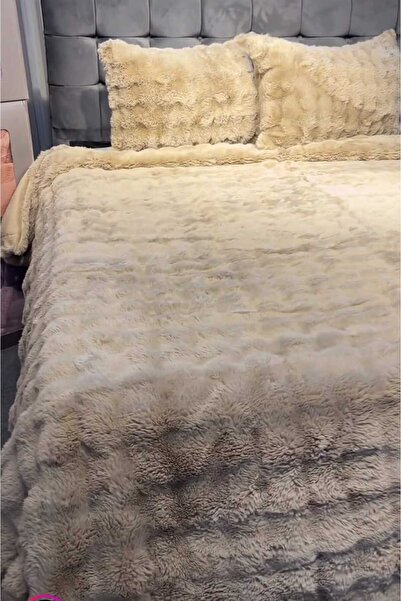 YÜNTEKS Merinos Diamond Fur Comforter Set, Double Size Quilt Set (220X240)