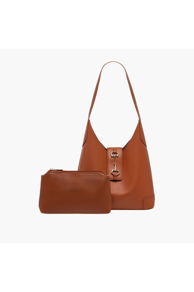 SASHA Monotone Hobo Bag with Handle and Pouch