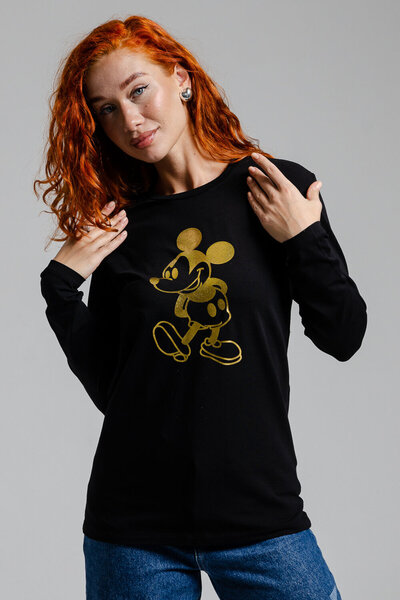 ELNOYA سويت شيرت مريح بأكمام طويلة للجنسين باللون الأبيض من ماركة 'ميكي' مطبو...