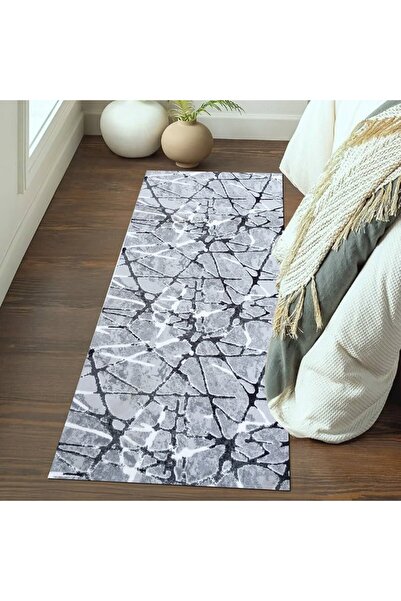 OEM Grey and Black Non-Slip Rug, Abstract, Polyester, 60 x 240 cm