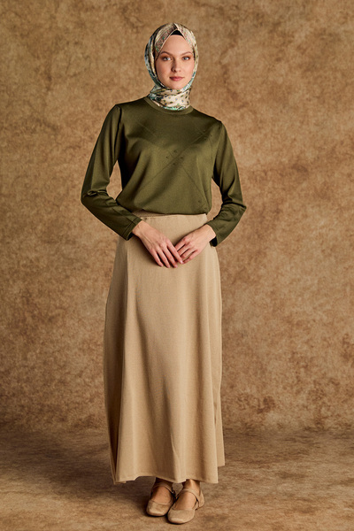 Setrms Parçalı Yırtmaçlı Triko Bluz