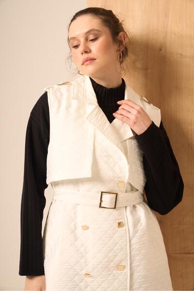 FTZ WOMEN Women's Quilted Vest Ecru 31240