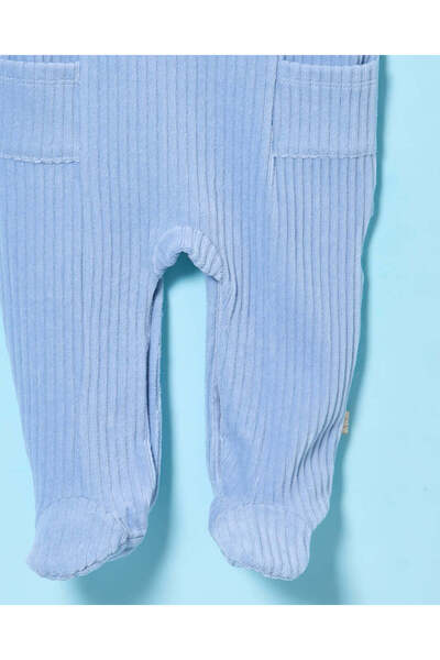 REDTAG Baby White And Blue Embellished Sleepsuit