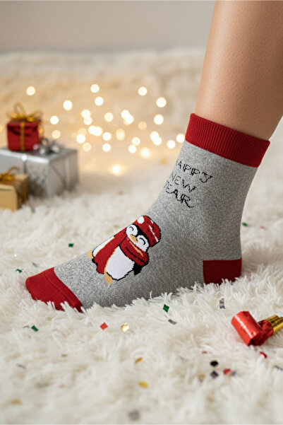 Happyline Unisex Yılbaşı Çorap Renkli Soket Çorap Yeniyıl Noelbaba Çorap Hedi...