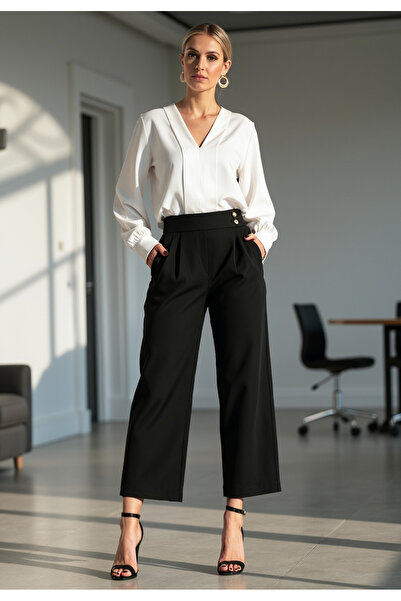 Figl Elegant women's 7/8 trousers - Women's suit trousers - Black trousers M1132 size S/M