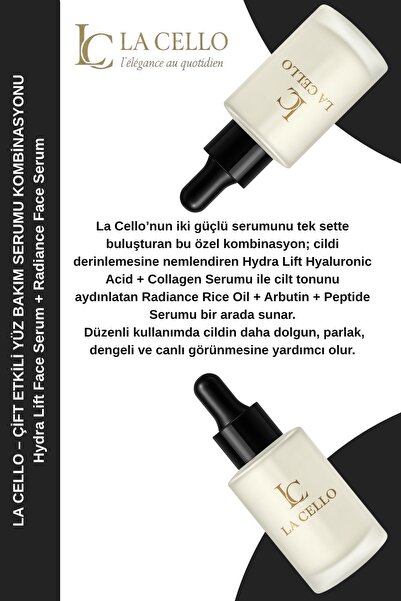 – ÇİFT ETKİLİ YÜZ BAKIM SERUMU KOMBİNASYONU Hydra Lift Face Serum + Radiance Face Serum